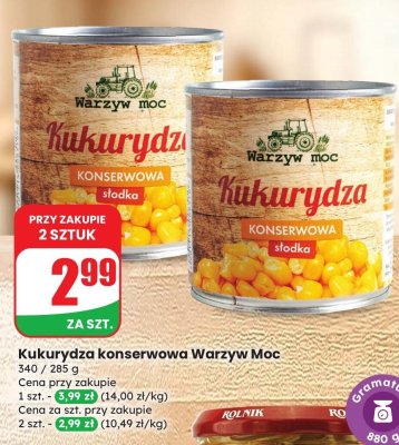 Kukurydza konserwowa Warzyw Moc słodka promocja w Dino