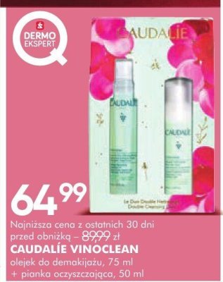 CAUDALIE VINOCLEAN olejek do demakijażu 75 ml + pianka oczyszczająca 50 ml promocja w Super-Pharm
