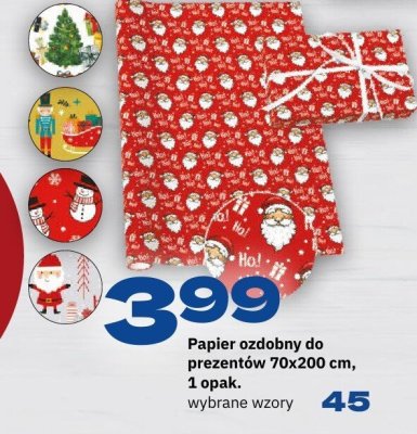 Papier ozdobny do prezentów 70x200 cm, 1 opak., wybrane wzory promocja w Twój Market
