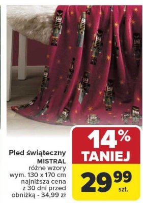 Pled świąteczny 120x170 cm, różne rodzaje promocja w Carrefour