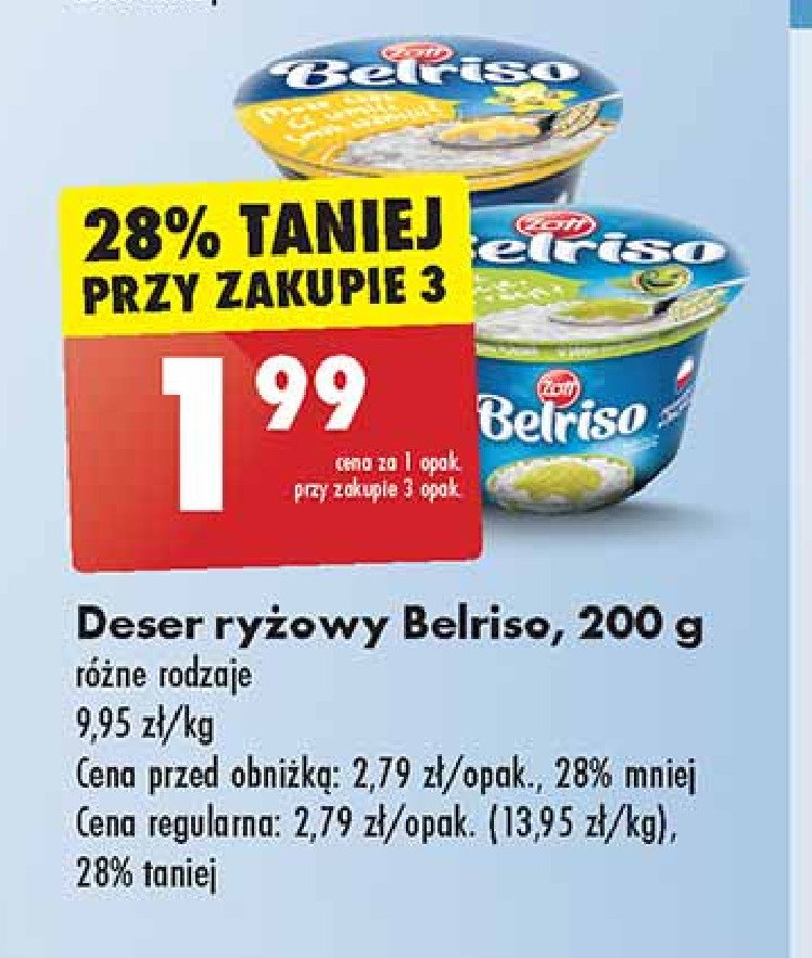 Ryż na mleku waniliowy Zott belriso promocja