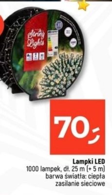 Lampki LED 1000 lampek, dł. 25 m (+ 5 m), barwa światła: ciepła, zasilanie sieciowe promocja w Dealz