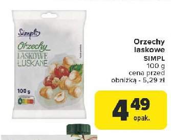 Orzechy laskowe łuskane Simpl promocja w Carrefour