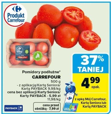 Pomidory podłużne CARREFOUR 500 g promocja w Carrefour Market