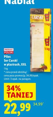 Ser Pilos Ser Carski w plastrach, XXL promocja w Lidl