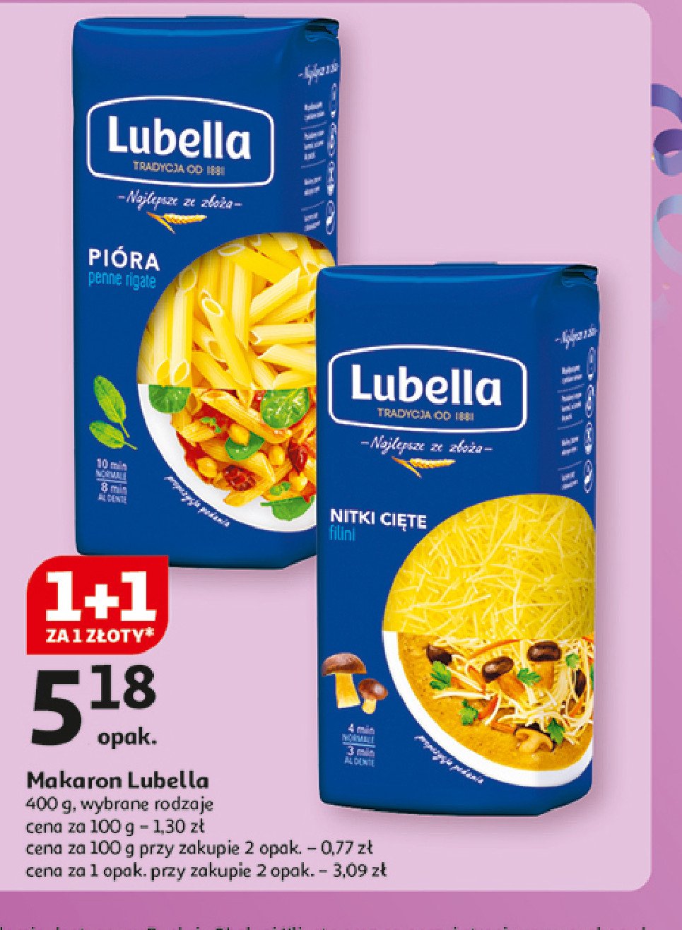 Makaron nitka cięta Lubella makaron promocja w Auchan