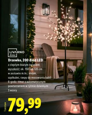 Drzewko LED z ciepłym białym światłem promocja w Lidl