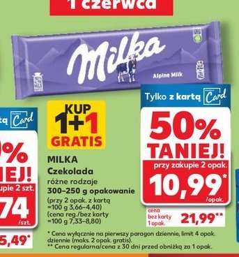 Czekolada Milka alpenmilch promocja w Kaufland
