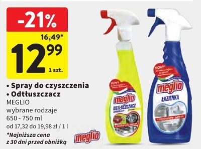 Spray do czyszczenia MEGLIO wybrane rodzaje 650 - 750 ml promocja w Intermarche