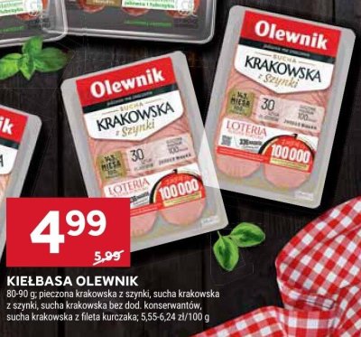 Kiełbasa krakowska z szynki Olewnik promocja w Stokrotka