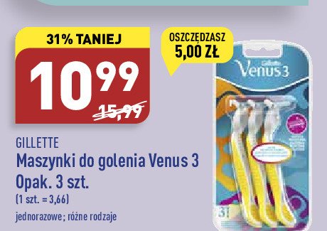 Maszynki do golenia yellow Gillette venus 3 promocja
