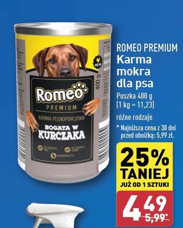 Karma dla psa bogata w kurczaka Romeo (karma) promocja