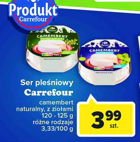 Ser camembert z pieprzem zielonym Carrefour promocja