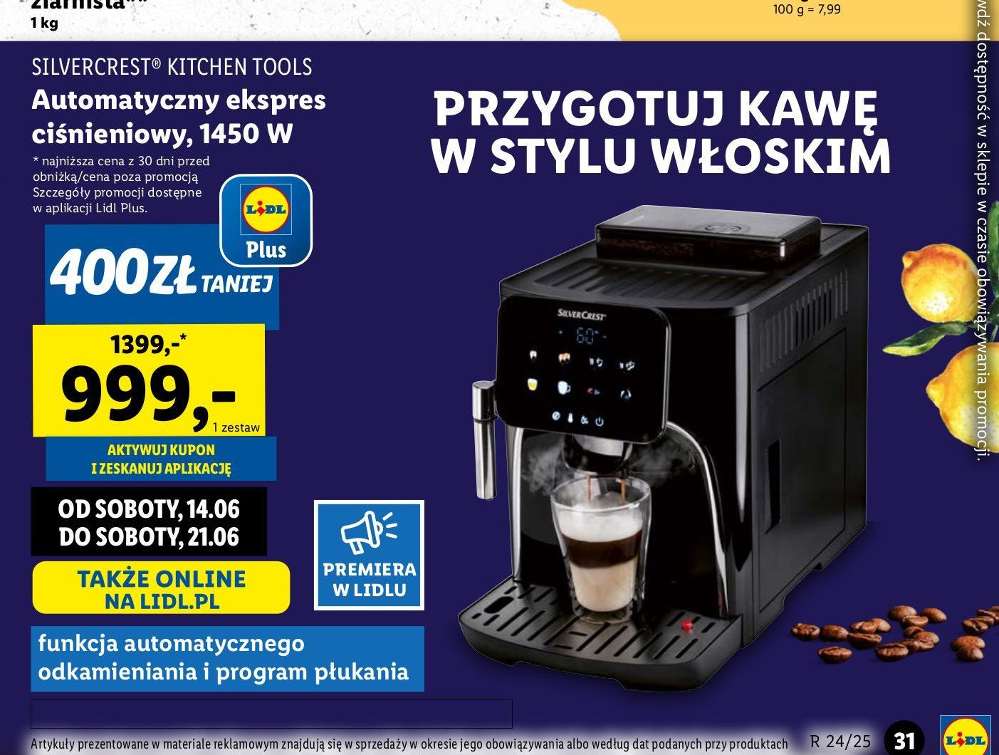 Ekspres ciśnieniowy do kawy Silvercrest promocja w Lidl