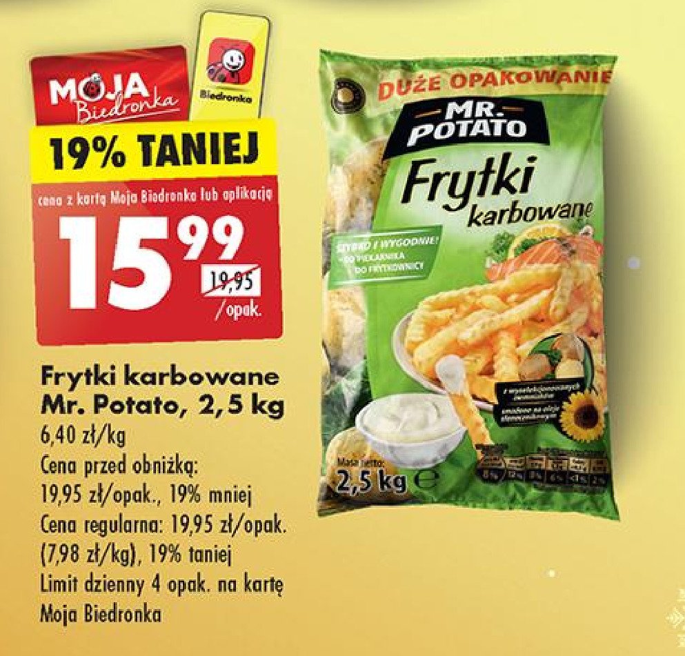 Frytki karbowane Mr. potato promocja w Biedronka