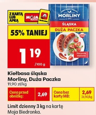 Kiełbasa śląska Morliny Duża Paczka promocja w Biedronka