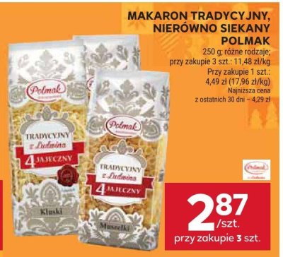 Makaron tradycyjny, nierówno siekany Polmak różne rodzaje promocja w Stokrotka