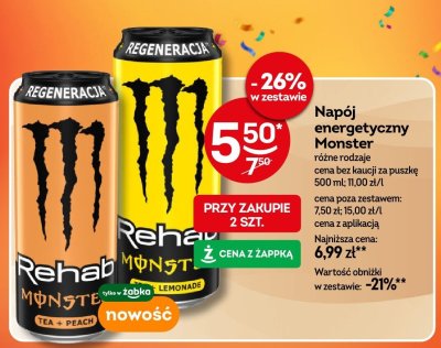 Napój energetyczny Monster Rehab różne rodzaje promocja w Żabka