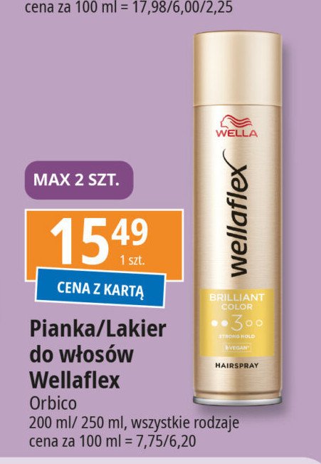 Pianka do włosów brilliant color Wellaflex promocja w Leclerc