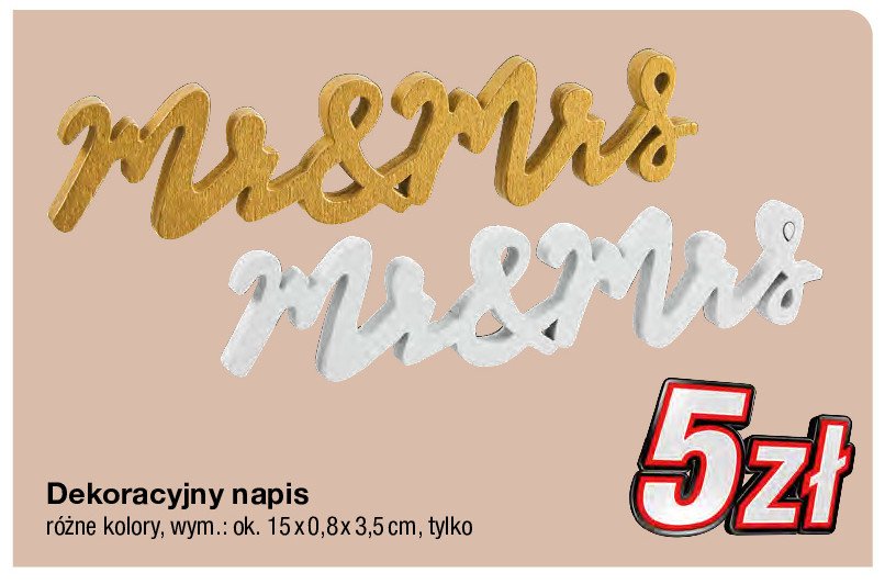 Napis dekoracyjny mr & mrs promocja