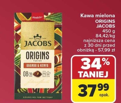 Kawa mielona ORIGINS JACOBS promocja w Carrefour