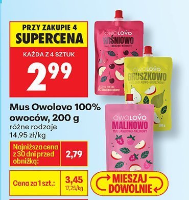 Mus Owolovo 100% owoców, 200 g promocja w Biedronka