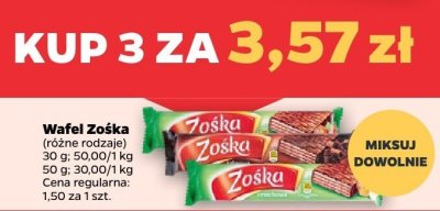 Wafel Zośka różne rodzaje promocja w Netto