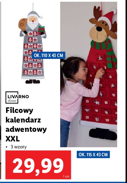 Kalendarz filcowy xxl Livarno promocja