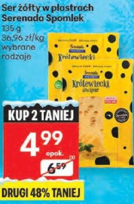 Ser Ser żółty w plastrach Serenada Spomlek wybrane rodzaje promocja w Delikatesy Centrum