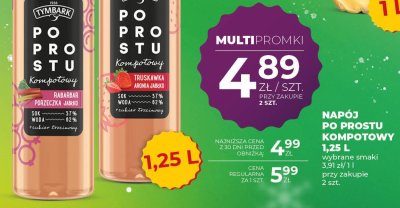 Napój Tymbark Po Prostu Kompotowy 1,25 L Wybrane smaki promocja w Duży Ben