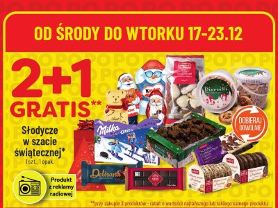 Słodycze w szacie świątecznej 2+1 gratis promocja w POLOmarket