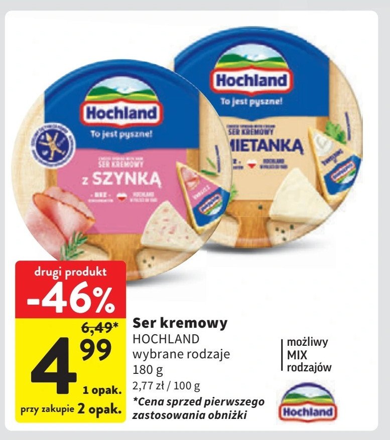 Ser topiony śmietankowy Hochland promocja w Intermarche