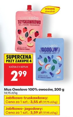 Mus Owolovo 100% owoców 200g promocja w Biedronka