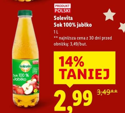 Sok Solevita Sok 100% jabłko promocja w Lidl