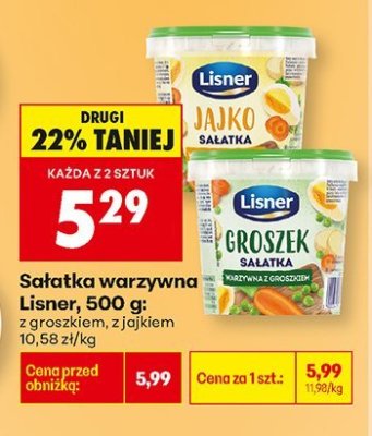 Sałatka warzywna Lisner, 500 g: z groszkiem, z jajkiem promocja w Biedronka