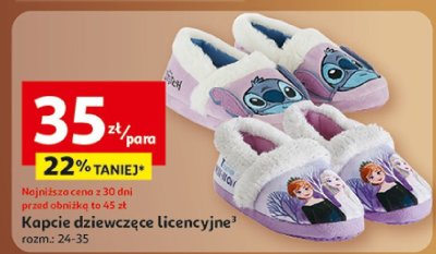 Kapcie dziewczęce licencyjne promocja w Auchan