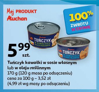 Tuńczyk w kawałkach w oleju roślinnym Auchan promocja