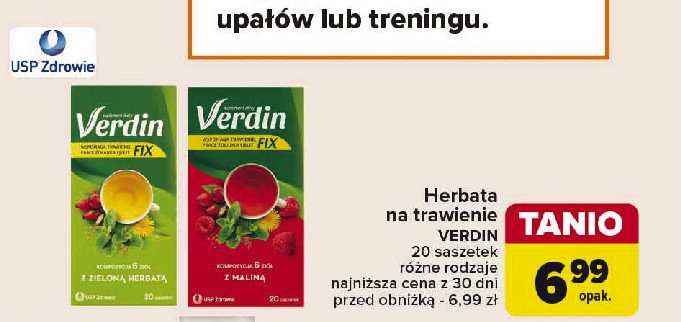 Herbata kompozycja 6 ziół z maliną Verdin fix promocja