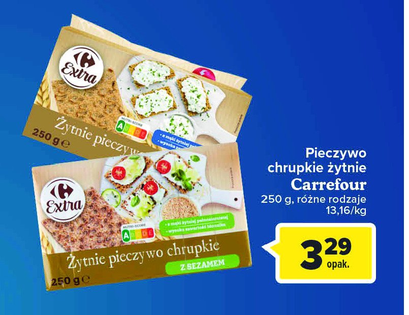Pieczywo chrupkie żytnie z sezamem Carrefour extra promocje