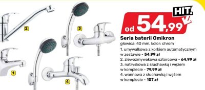 Bateria natryskowa z słuchawką i wężem w komplecie Omikron promocja w Bricomarche