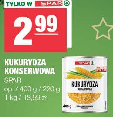 Kukurydza konserwowa SPAR promocja w SPAR