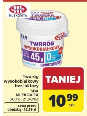 Twaróg wysokobiałkowy bez laktozy SBA MLEKOVITA promocja w Carrefour