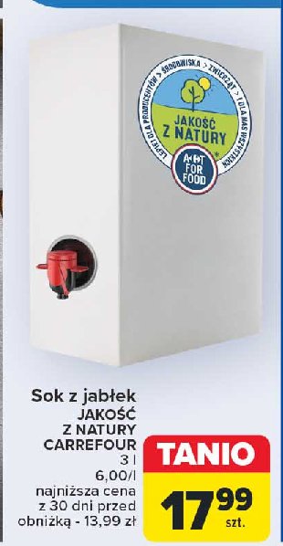 Sok jabłkowy Jakość z natury carrefour promocja