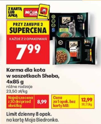 Karma dla kota w saszetkach Sheba, 4x85 g promocja w Biedronka