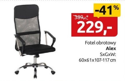 Fotel obrotowy Alex SxGxW: 60x61x107-117 cm promocja w Black Red White