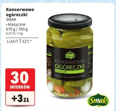 Ogóreczki konserwowe klasyczne SMAK promocja w Intermarche