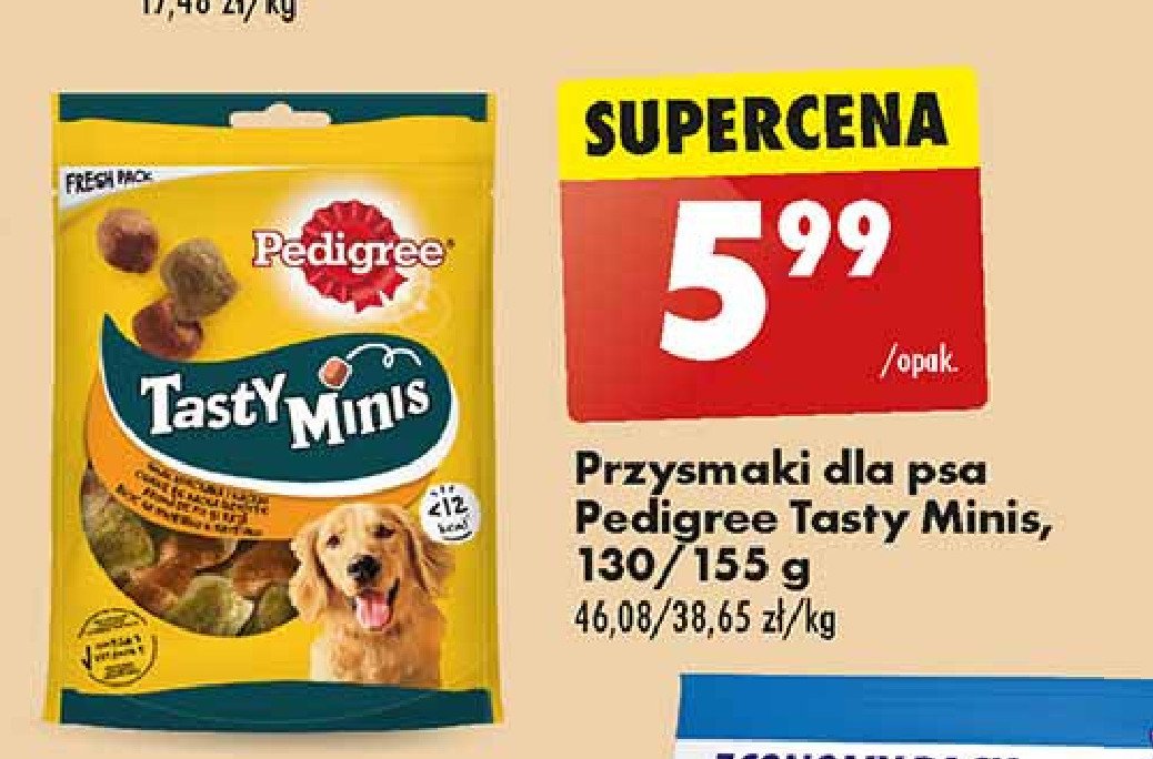 Przysmak dla psa z wołowiną i drobiem PEDIGREE TASTY MINIS promocja