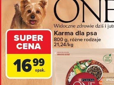 Karma dla psa Purina One 800g różne rodzaje promocja w Carrefour
