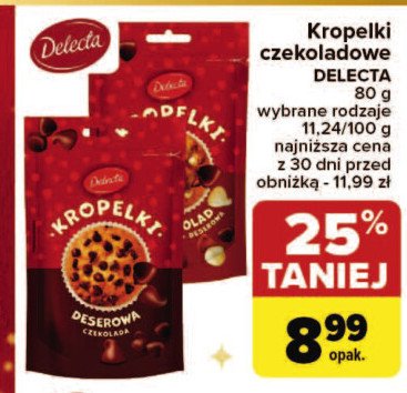 Kropelki czekolada deserowa Delecta promocja w Carrefour