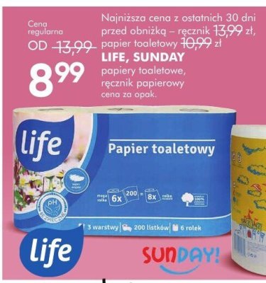 Papier toaletowy Life, Sunday ręcznik papierowy promocja w Super-Pharm